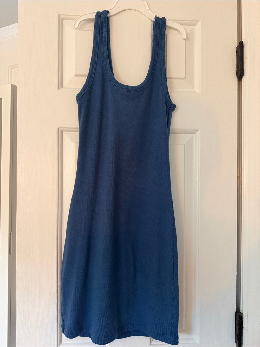 Simple Blue Scoop Neck Tank Dress